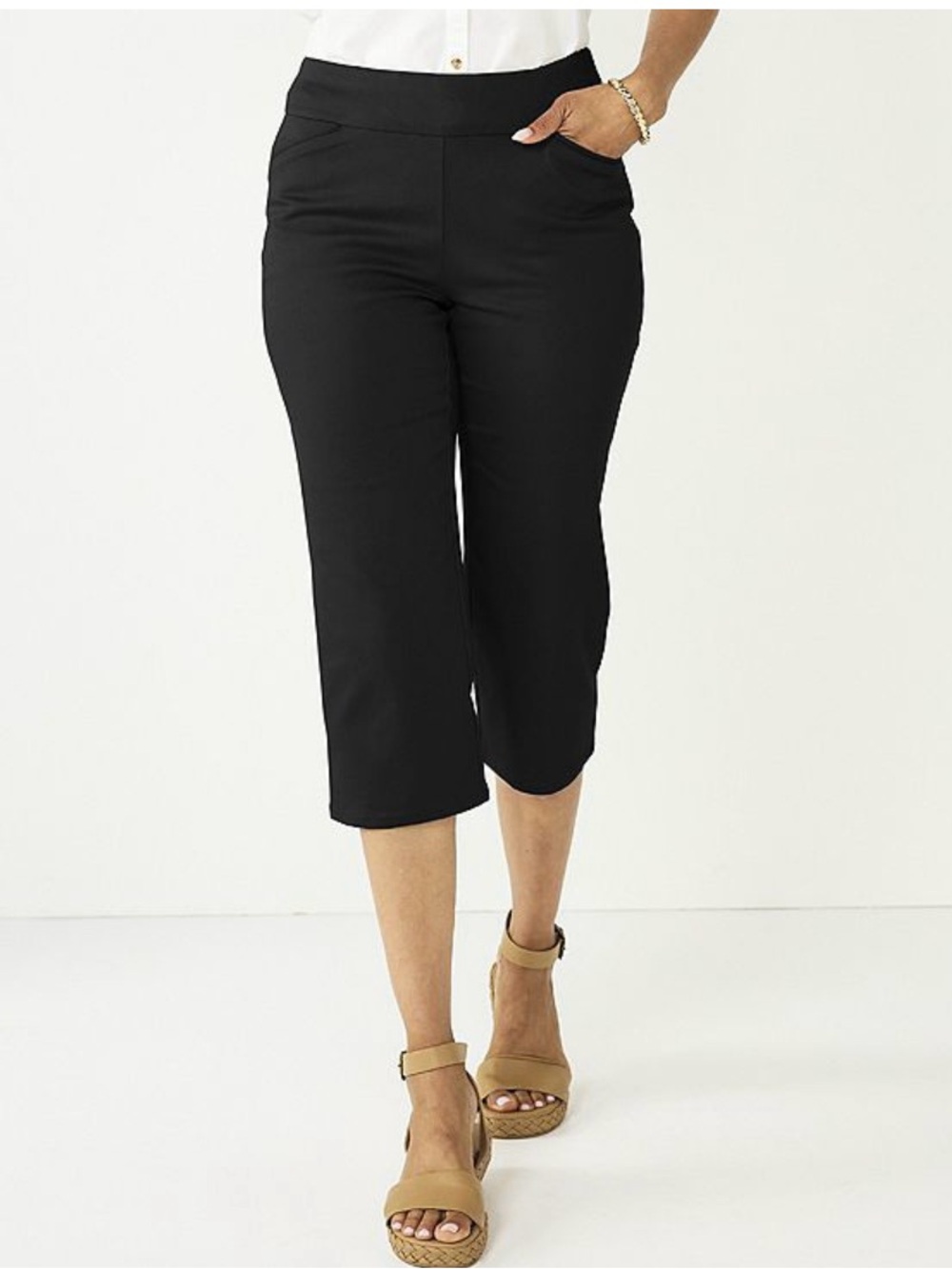 croft & barrow Black Effortless Stretch Cropped Ponte Capris